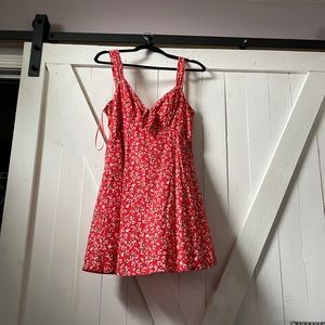 Red floral dress